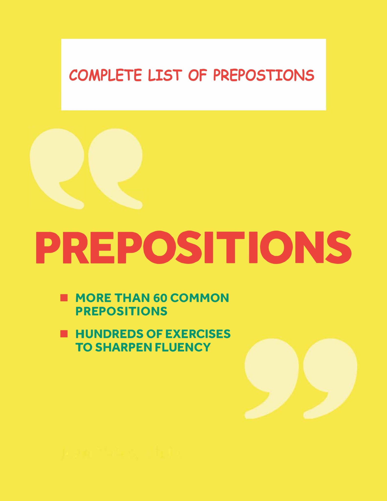 Complete list of prepositions english efl